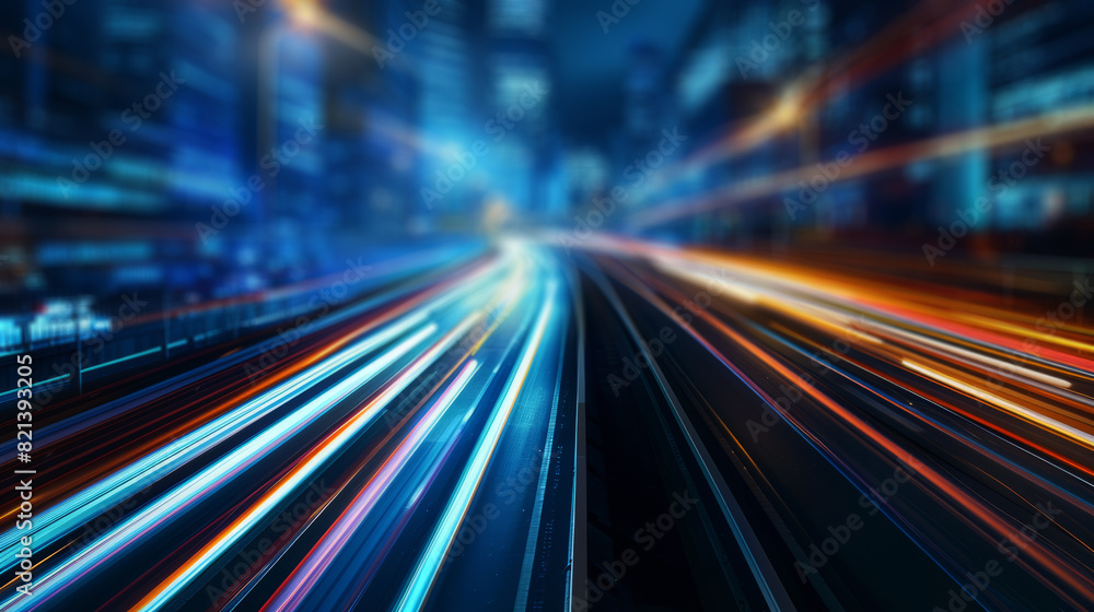 High speed car light trails in a city at night, High speed car light trails in a city at night,