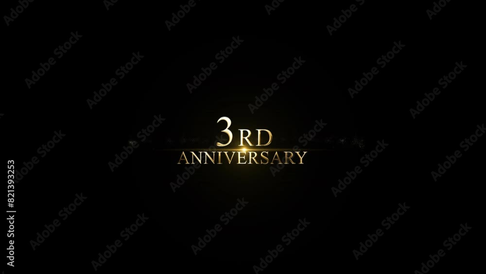 Congratulations on the 3rd anniversary in golden letters, alpha channel Congratulations on the 3rd anniversary in golden letters, alpha channel