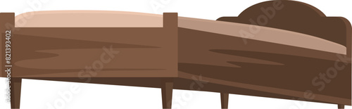 Illustration of a cozy. Modern. Minimalist cartoon wooden bed frame in a single bedroom interior. With a simple. Graphic. Flat design. Isolated in brown wood grain vector