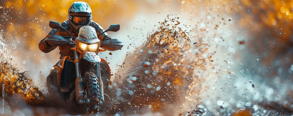 Motocross rider in action on muddy track Motocross rider in action on muddy track