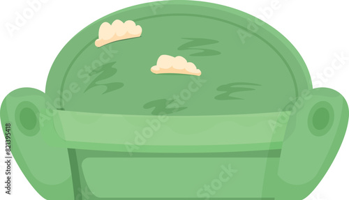 Illustration of a cute, modern, minimalist, and stylish cartoon green sofa with vibrant colors, comfortable cushions, and a cozy design, perfect for interior home decor and living room furniture