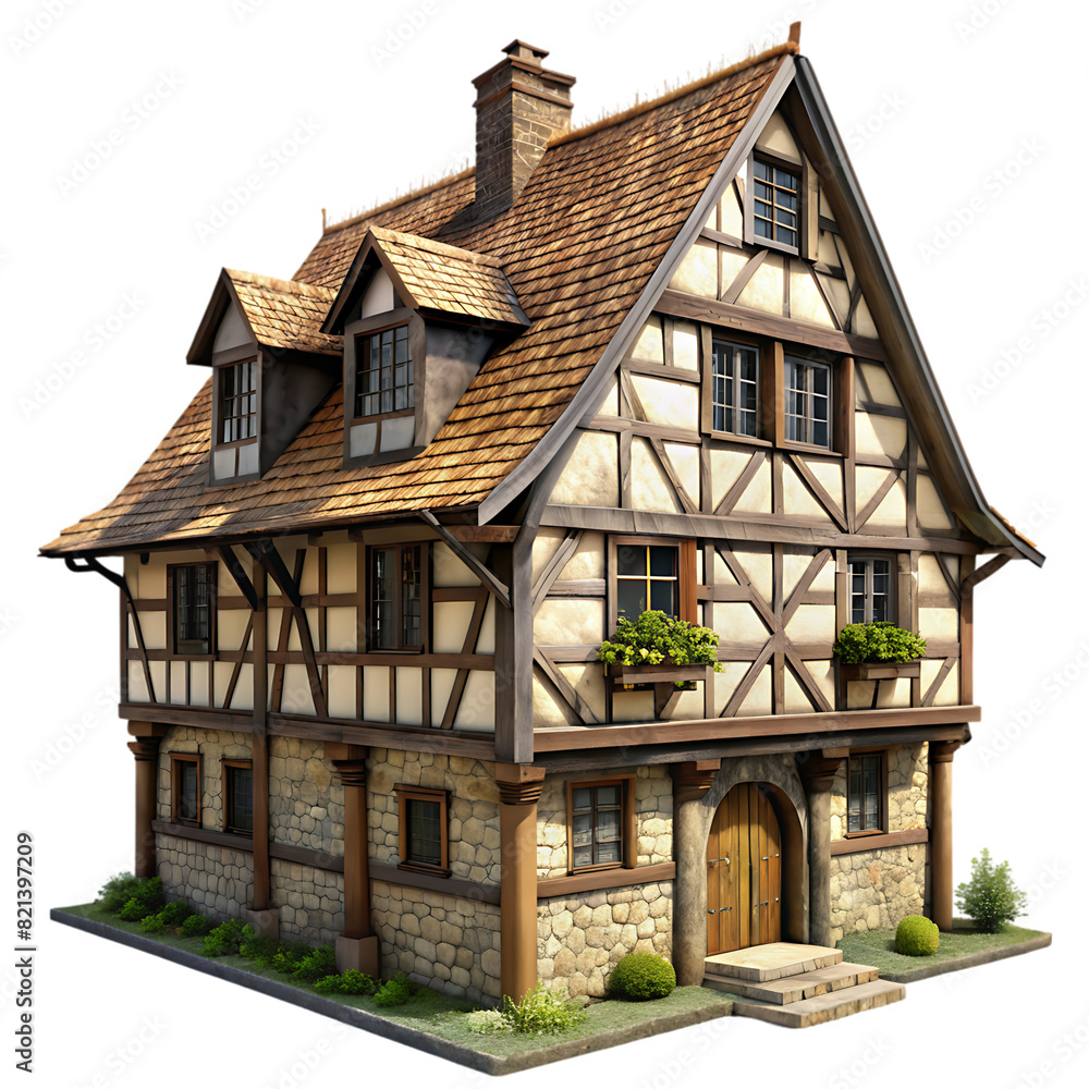 Tudor house isolated on transparent background Tudor house isolated on transparent background