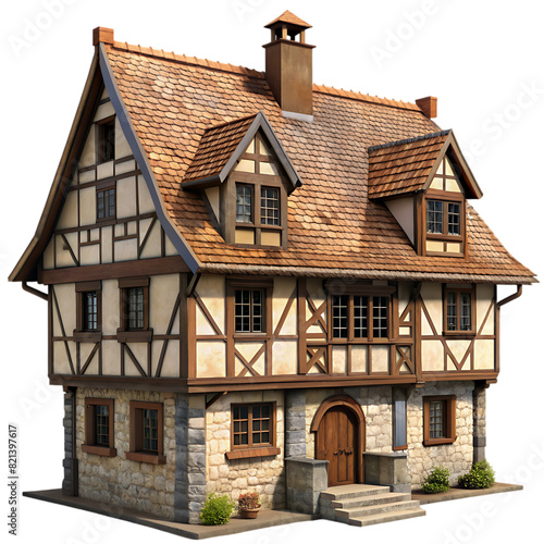 Tudor house isolated on transparent background photo