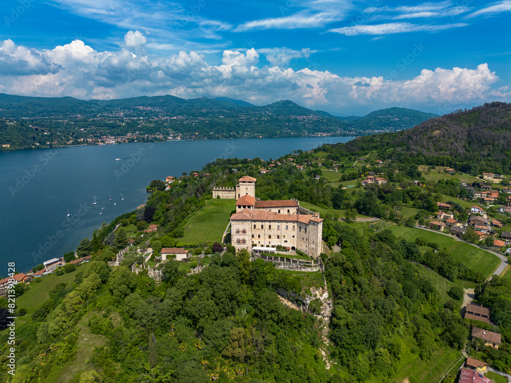 Aerial view of the Rocca the Angera fortress