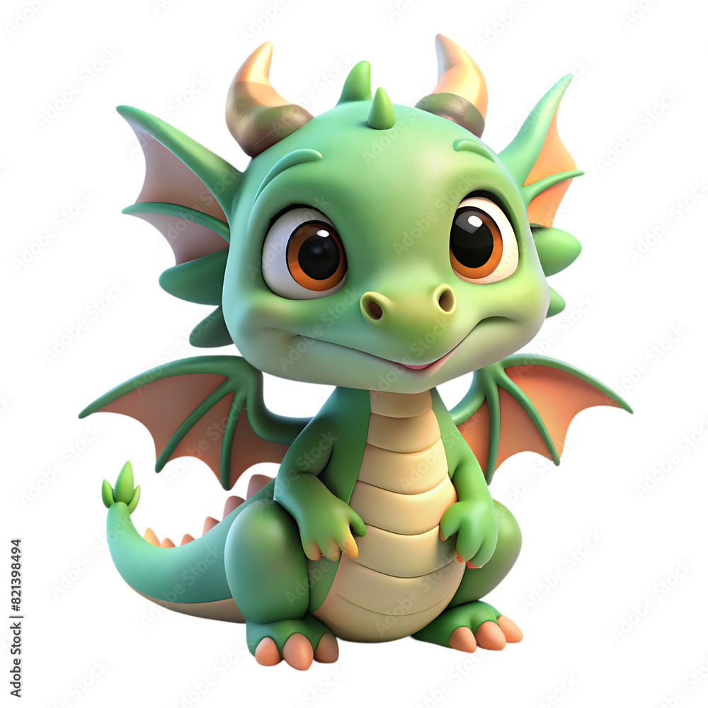 Psd green cartoon dragon on a transparent background Psd green cartoon dragon on a transparent background