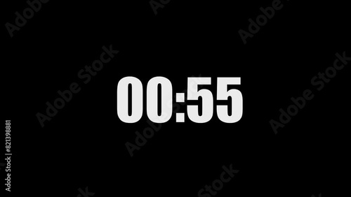 Countdown video from 1 minute to 0 minute timer countdown