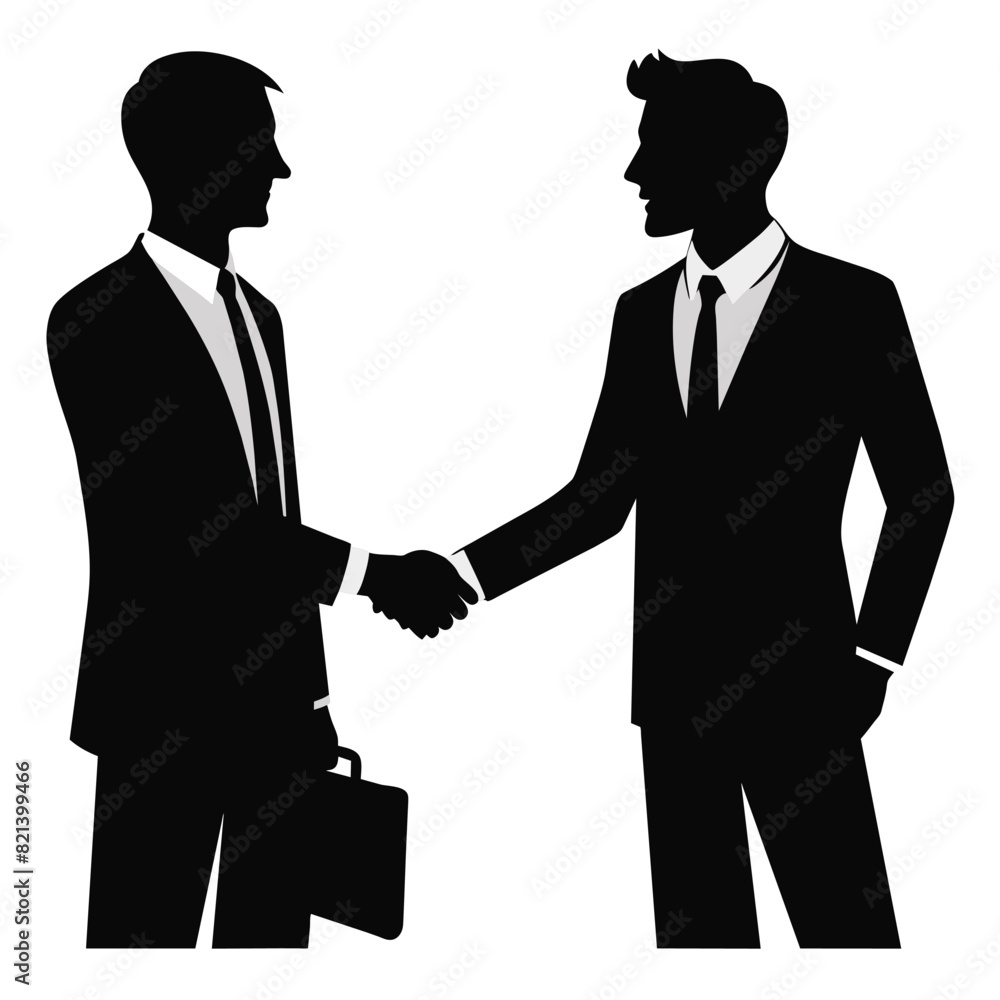 Business people handshake silhouette isolated on white background