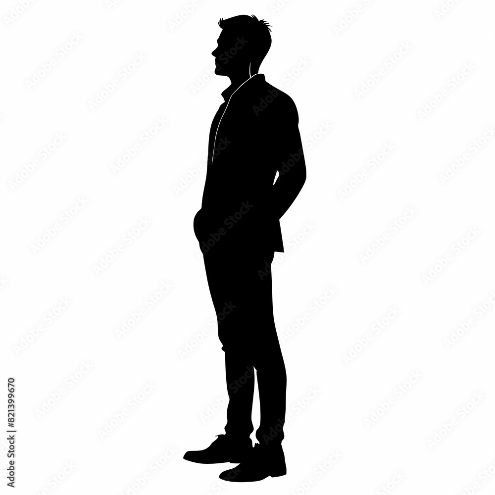 Obraz premium Man standing side view isolated vector silhouette