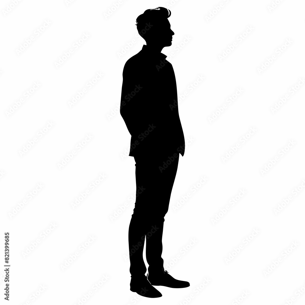 Man standing side view isolated vector silhouette Man standing side view isolated vector silhouette