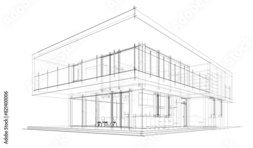 house building sketch architectural 3d illustration