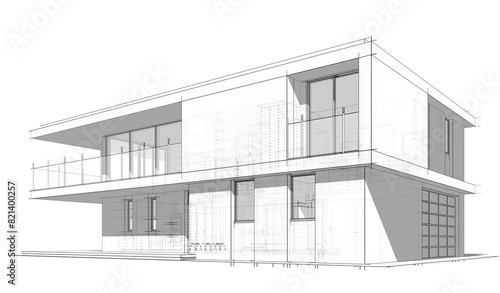 house building sketch architectural 3d illustration