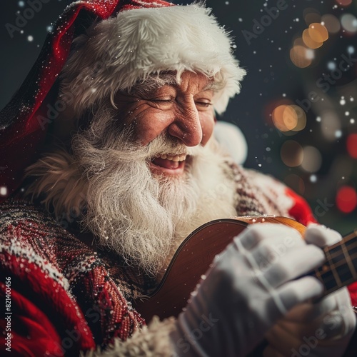 Joyful Santa Claus Spreading Holiday Cheer Through Song
 photo