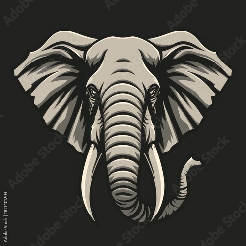 Majestic Elephant Head Logo Design, Vector Graphic Illustration with Long Trunk and Big Ears
 photo