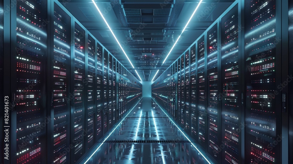 Server rack corridor in a data center for technology or science themed designs Server rack corridor in a data center for technology or science themed designs