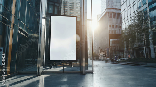 Wallpaper Mural A blank empty canvas poster screen board hanging on a pavement at the city center.  Torontodigital.ca