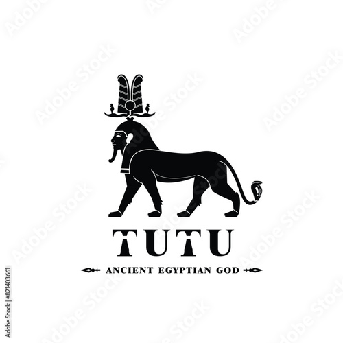 Silhouette of the Iconic ancient Egyptian god tutu, Middle Eastern god Logo for Modern Use