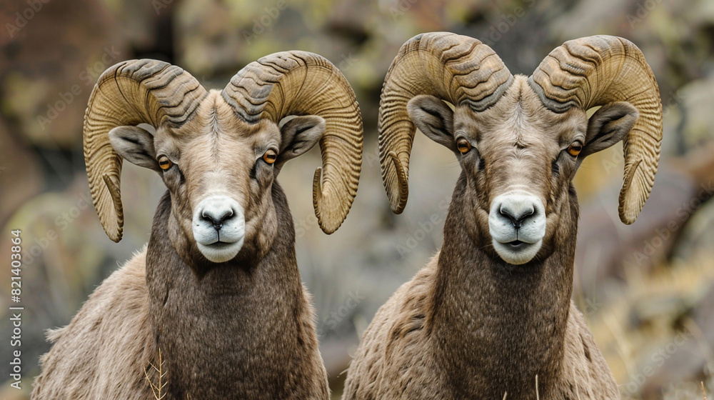 Two Bighorn sheeps