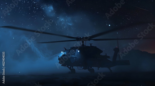 An armored helicopter in the night photo