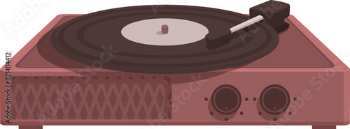 Vintage style turntable illustration with retro design, isolated on white background. Perfect for music lovers and fans of old school entertainment. Vintage hipster technology