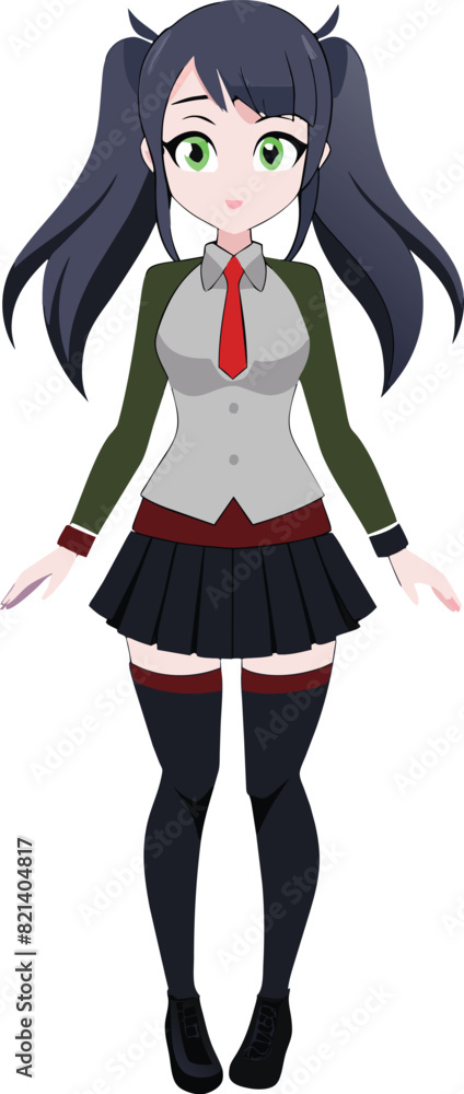 anime girl vector illustration. Anime girl character anime girl vector illustration. Anime girl character