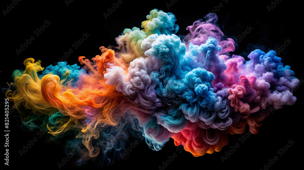 clouds of smoke billowing and merging against a black background clouds of smoke billowing and merging against a black background
