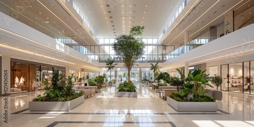 Wallpaper Mural Modern shopping mall with spacious open layout, abundant natural light, and green indoor landscaping creating a serene and inviting environment for visitors Torontodigital.ca