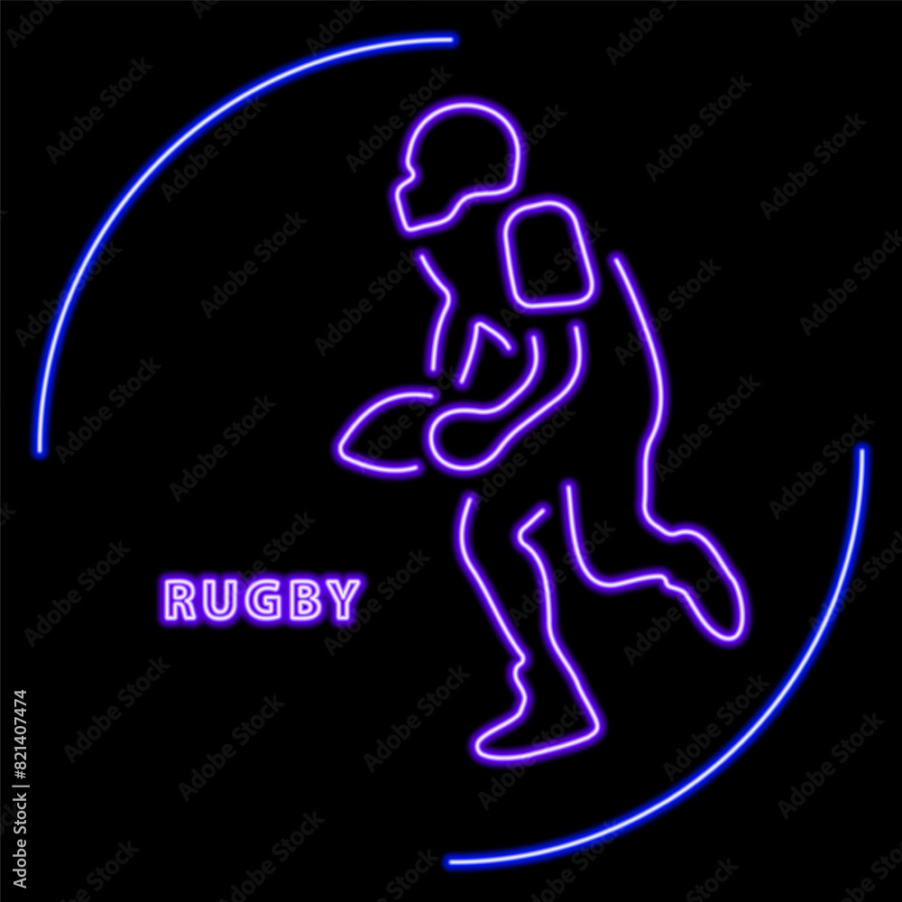 rugby neon sign, modern glowing banner design, colorful modern design trend on black background. Vector illustration. rugby neon sign, modern glowing banner design, colorful modern design trend on black background. Vector illustration.