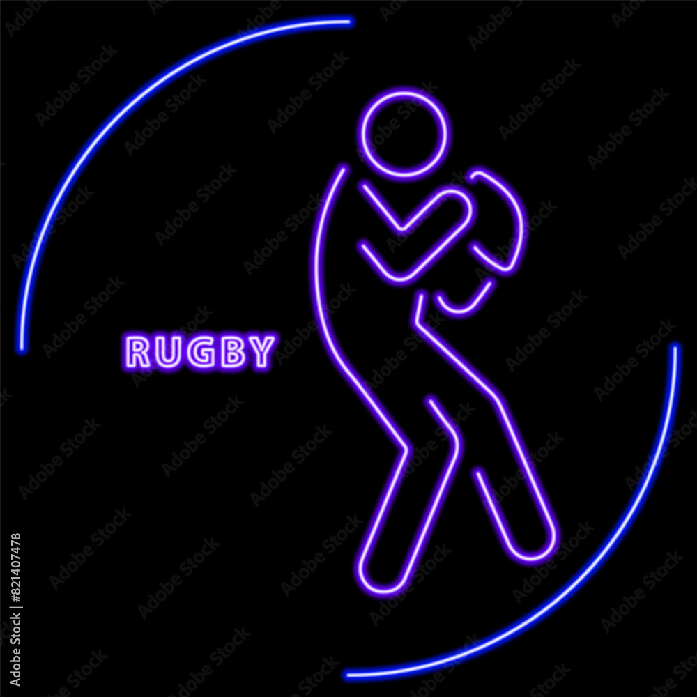 rugby neon sign, modern glowing banner design, colorful modern design trend on black background. Vector illustration. rugby neon sign, modern glowing banner design, colorful modern design trend on black background. Vector illustration.