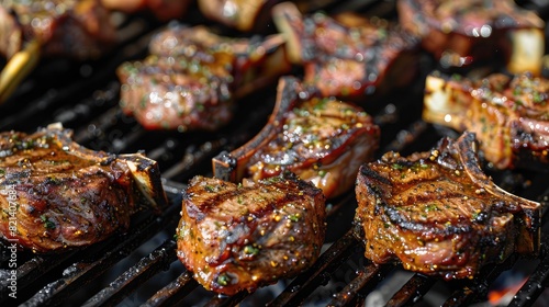 Tender lamb chops seasoned with aromatic spices, grilling to perfection.