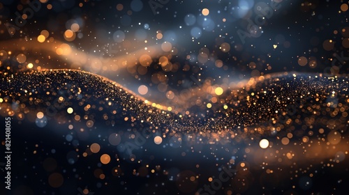Glowing vector blurred background. Abstract particle bokeh dark blue background, golden and blue luxury glitter and bokeh particles, particles bokeh background, holiday festival background	

, photo