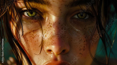 Close-up of a beautiful girl with hazel eyes 