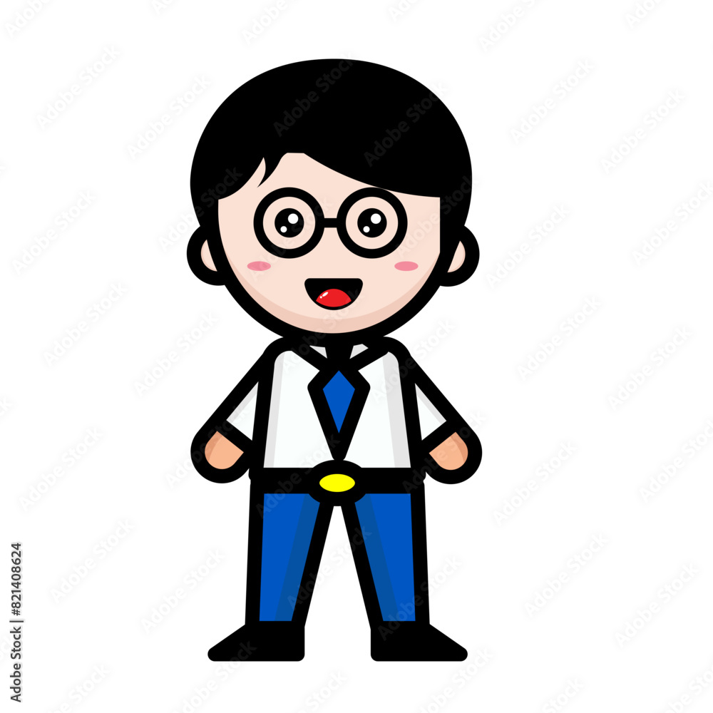 
illustration of a student wearing glasses