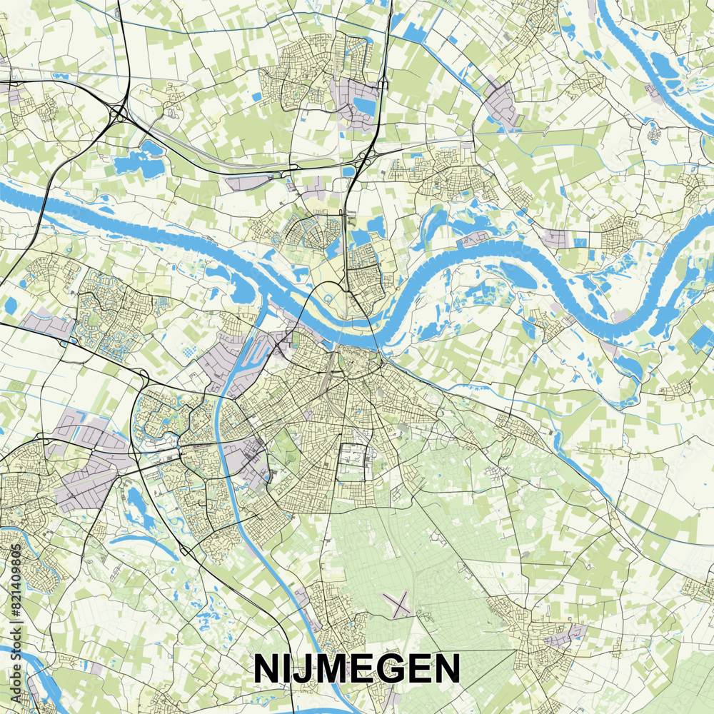 Nijmegen, Netherlands Poster map art Nijmegen, Netherlands Poster map art