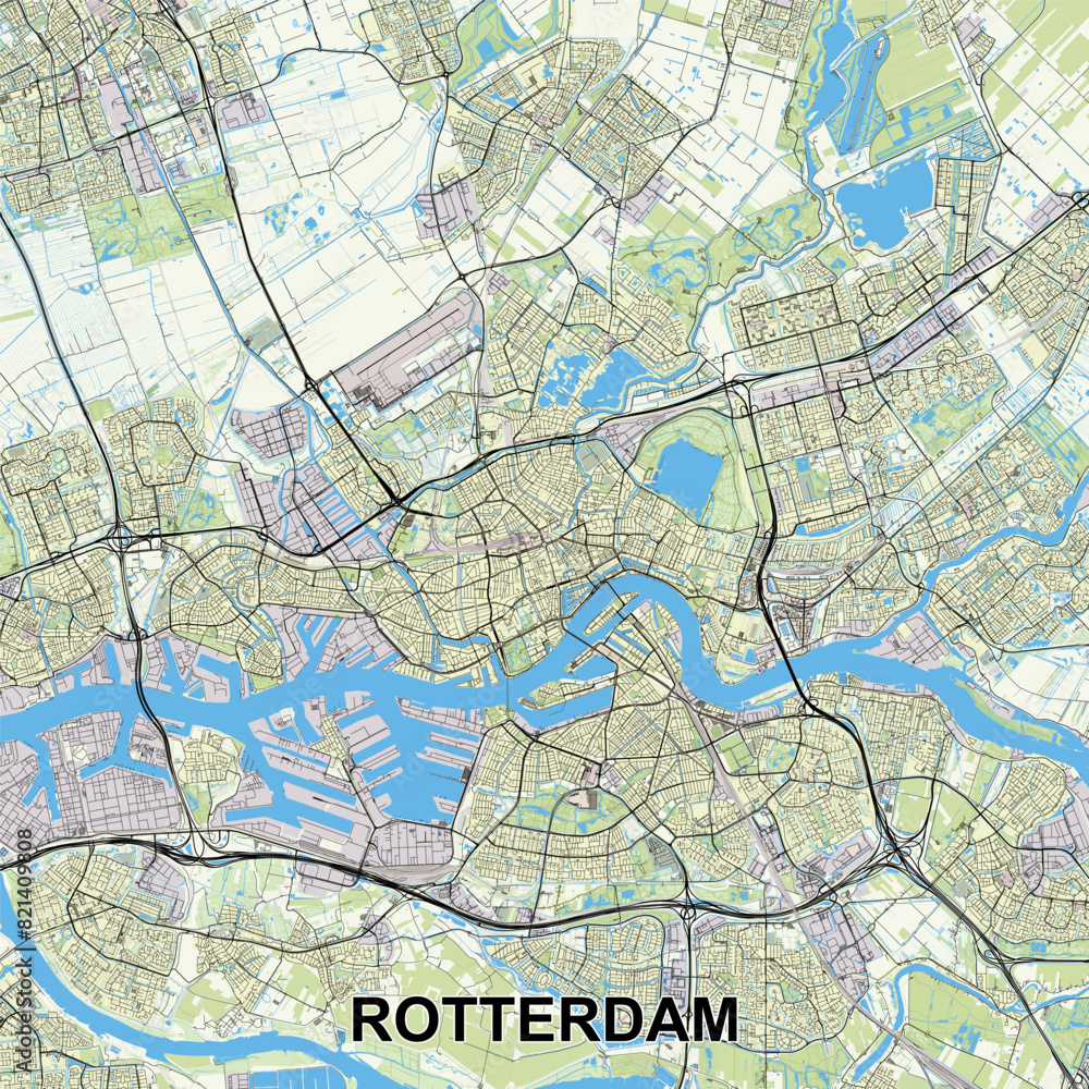 Rotterdam, Netherlands Poster map art