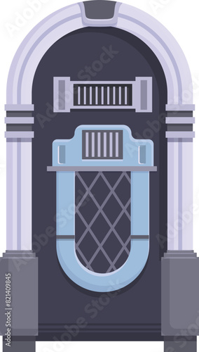 Vintage retro jukebox vector illustration with cool tones and nostalgic 1950s rock and roll music theme