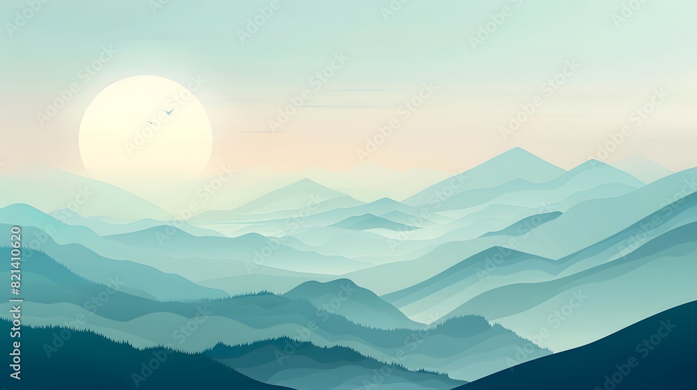 Peaceful Mountain Dawn with Pastel Colors and Gentle Gradients Peaceful Mountain Dawn with Pastel Colors and Gentle Gradients