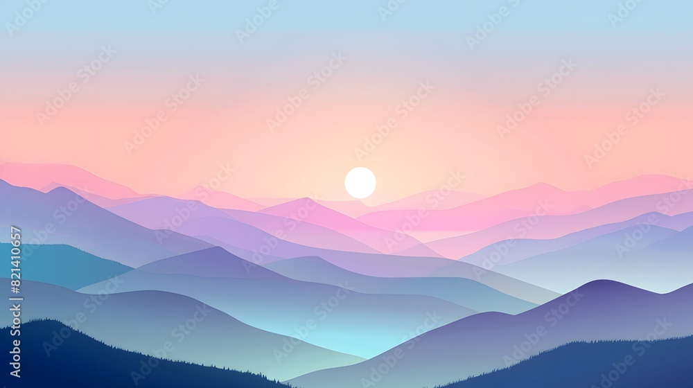 Peaceful Mountain Dawn with Pastel Colors and Gentle Gradients Peaceful Mountain Dawn with Pastel Colors and Gentle Gradients