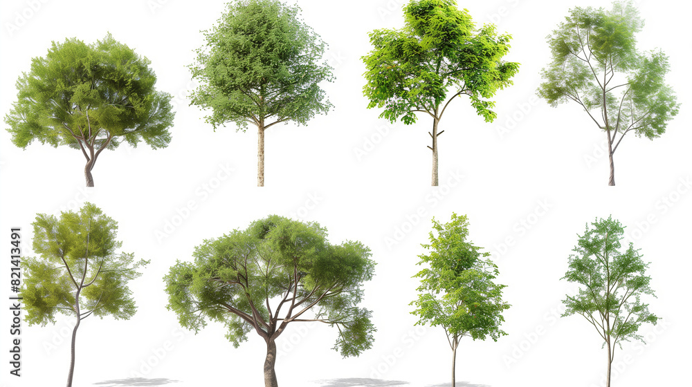 green trees isolated on white green trees isolated on white