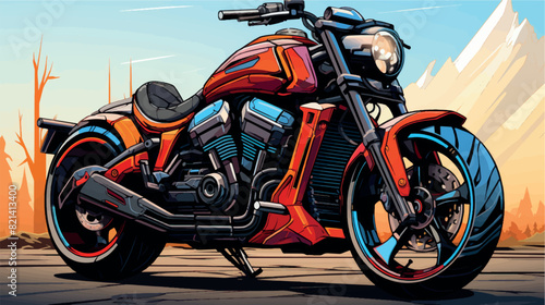 Colorful art paints 3D motorcycle model. Motorcycle picture poster illustration. Moto art. Motorbike print on T-shirts, clothes, fabric, paper, stationery. Rent, purchase, license category A.