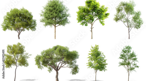 green trees isolated on white