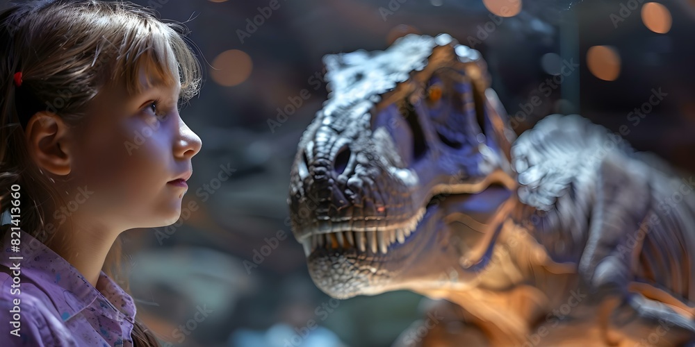 Kids on a field trip to a paleontology museum learning about dinosaurs ...