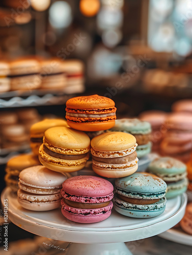 Macaron Food Recipe Photography: Elegant and Colorful Dessert Presentation
