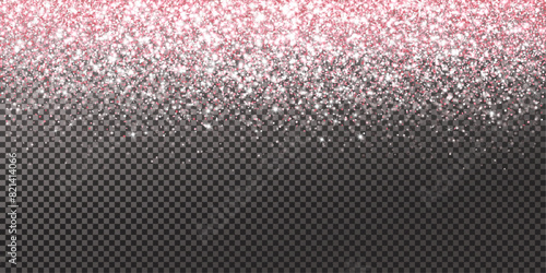 Pink glitter lights background. Sparkling glittering rain effect. Luxury frame for mother's day, Valentine, wedding, birthday party. Transparent background can be removed in vector format.