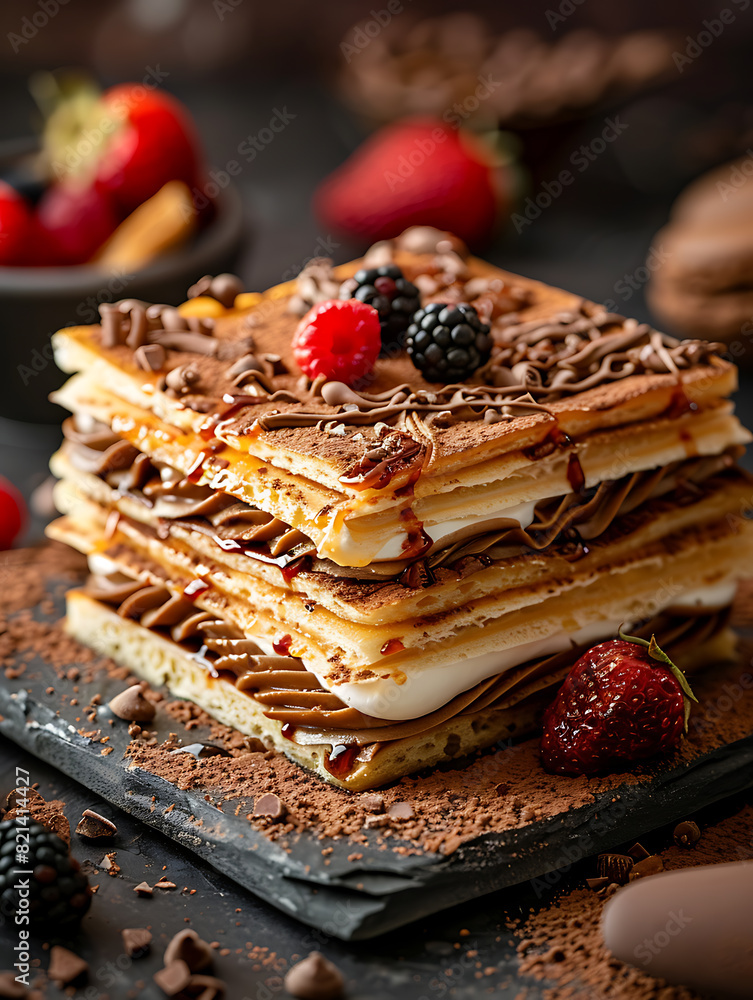 Mille Feuille Food Recipe Photography: Elegant Layered Pastry Dessert Mille Feuille Food Recipe Photography: Elegant Layered Pastry Dessert