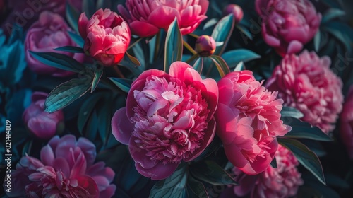peony flowers evenly generative ai