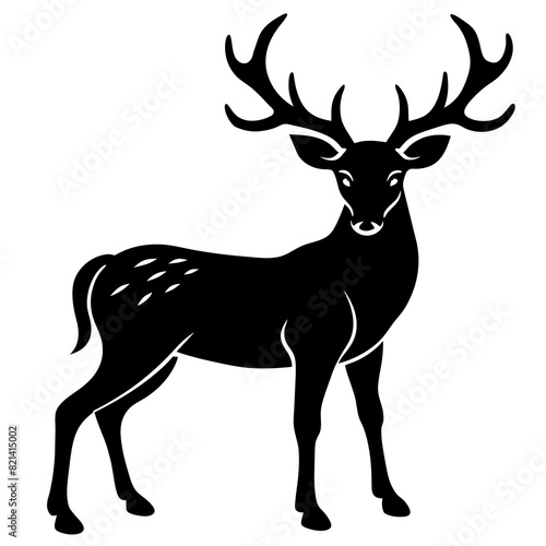 Vector deer silhouette isolated on white background.