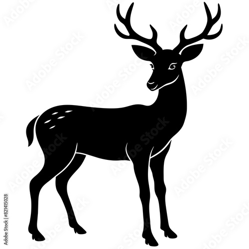 Vector deer silhouette isolated on white background.