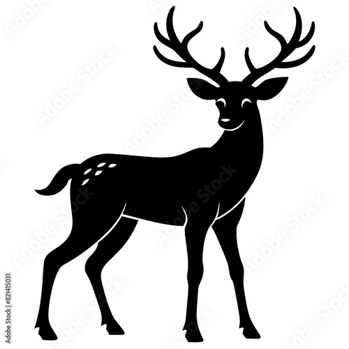 Vector deer silhouette isolated on white background.