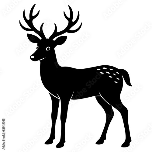 Vector deer silhouette isolated on white background.