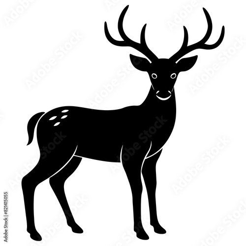 Vector deer silhouette isolated on white background.